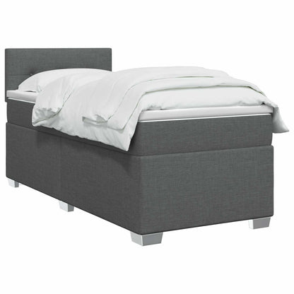 Letto con Box Spring, Materasso e LED Grigio Scuro 90 x 190 cm