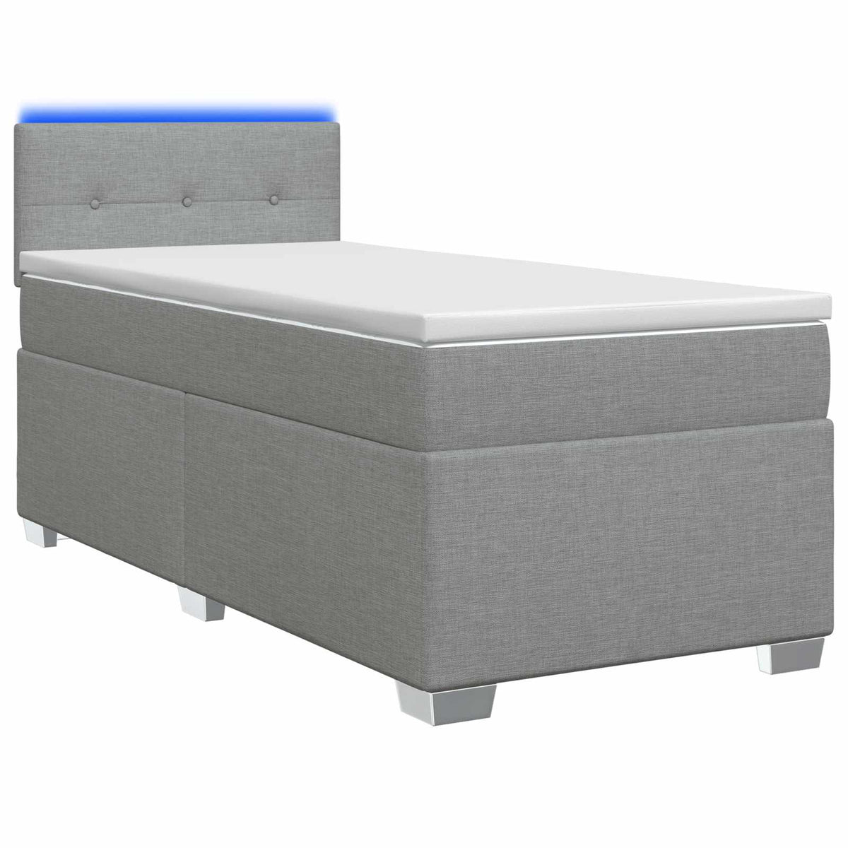 Letto con Box Spring, Materasso e LED Grigio Chiaro 90 x 200 cm