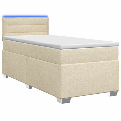 Letto con Box Spring, Materasso e LED Crema 100 x 200 cm