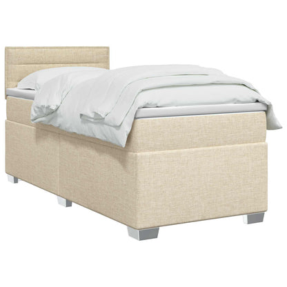 Letto con Box Spring, Materasso e LED Crema 100 x 200 cm