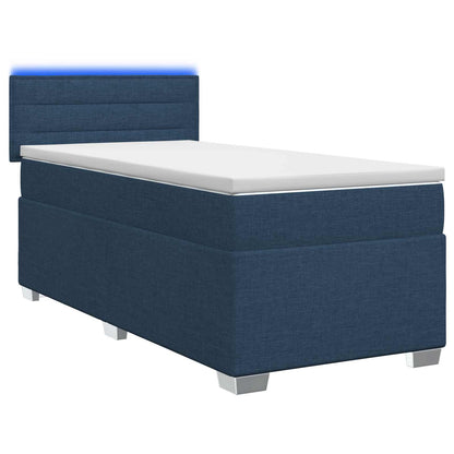 Letto con Box Spring, Materasso e LED Blu 100 x 200 cm Tessuto