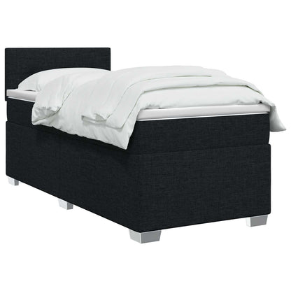 Letto con Box Spring, Materasso e LED Nero 100 x 200 cm Tessuto