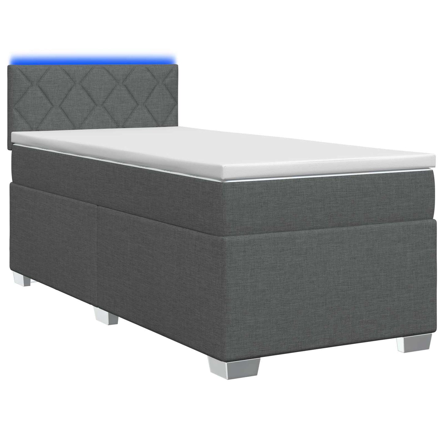 Letto con Box Spring, Materasso e LED Grigio Scuro 100 x 200 cm