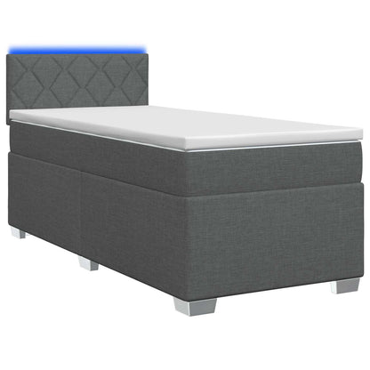 Letto con Box Spring, Materasso e LED Grigio Scuro 100 x 200 cm