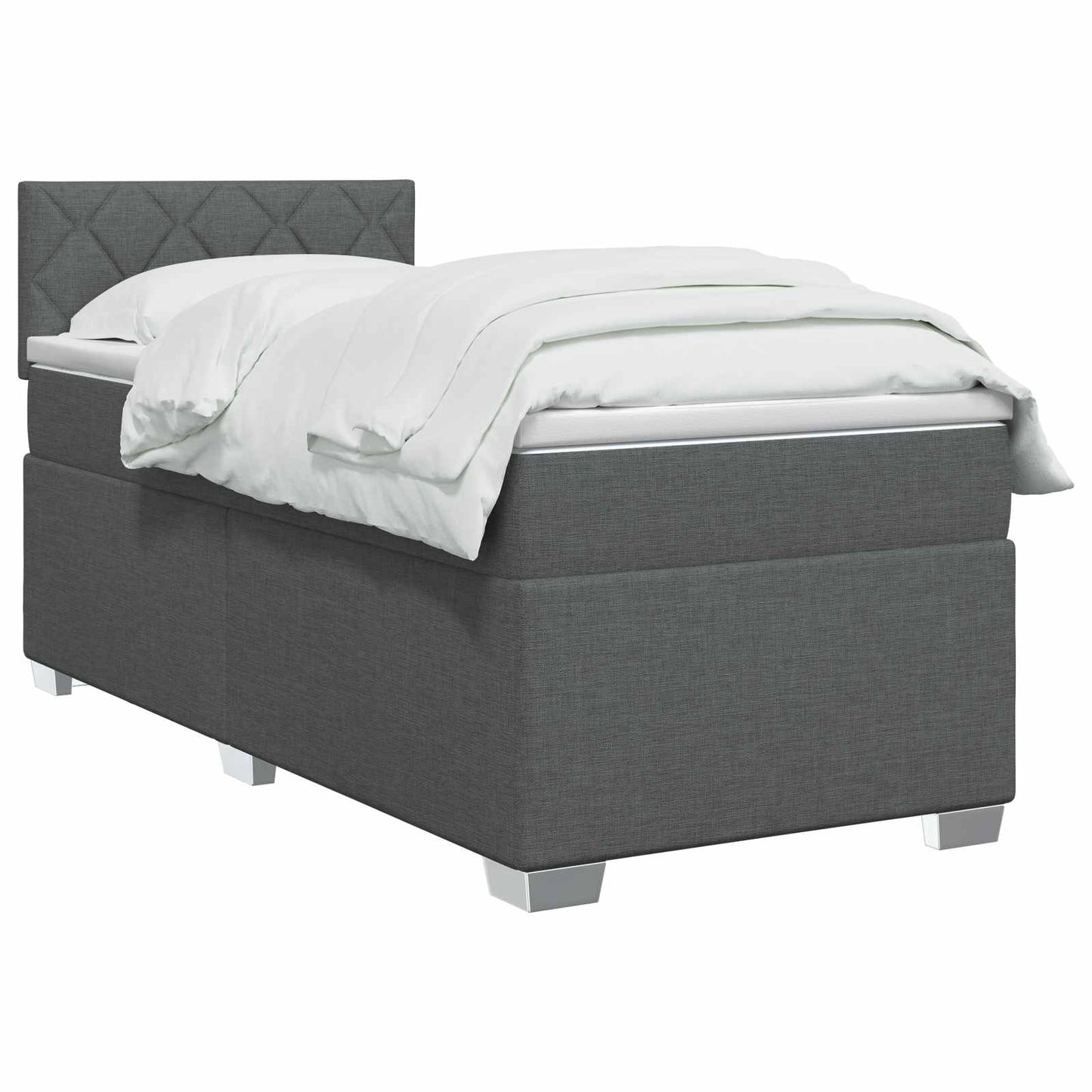 Letto con Box Spring, Materasso e LED Grigio Scuro 100 x 200 cm
