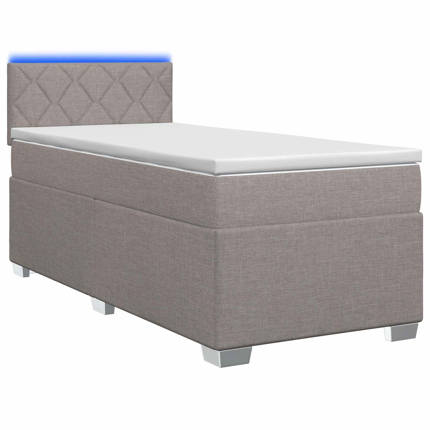 Letto con Box Spring, Materasso e LED Tortora 100 x 200 cm