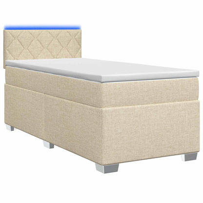 Letto con Box Spring, Materasso e LED Crema 100 x 200 cm | homemem39