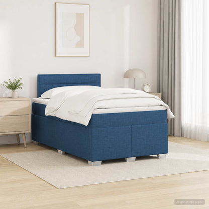 Letto con Box Spring, Materasso e LED Blu 120 x 200 cm Tessuto