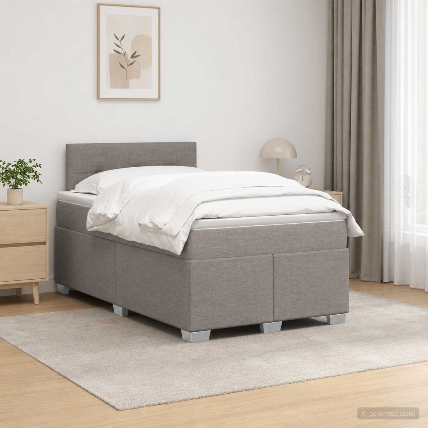 Letto con Box Spring, Materasso e LED Tortora 120 x 200 cm | homemem39
