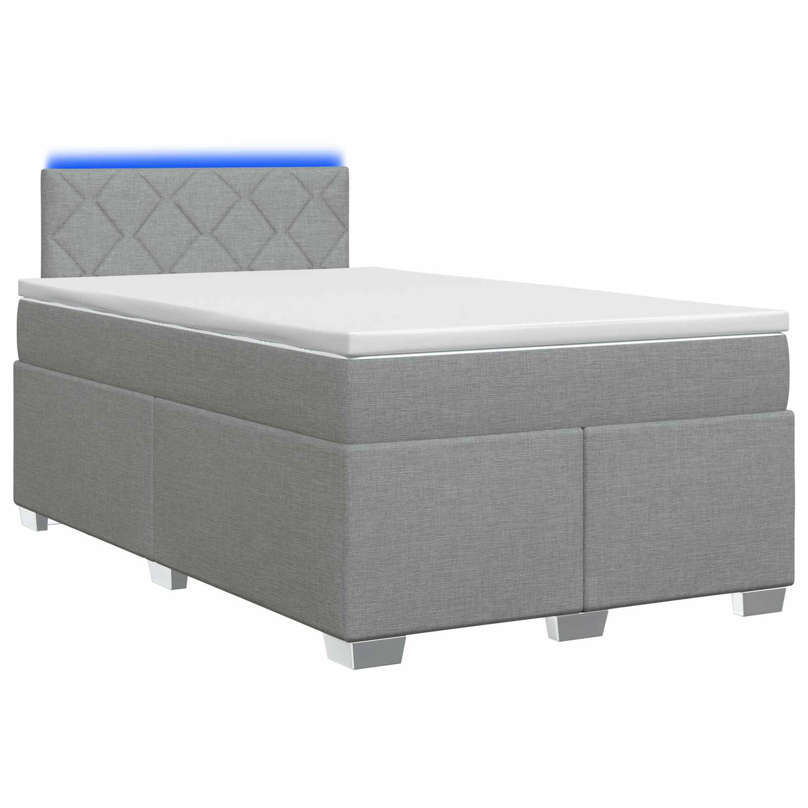 Letto con Box Spring, Materasso e LED Grigio Chiaro Tessuto | homemem39