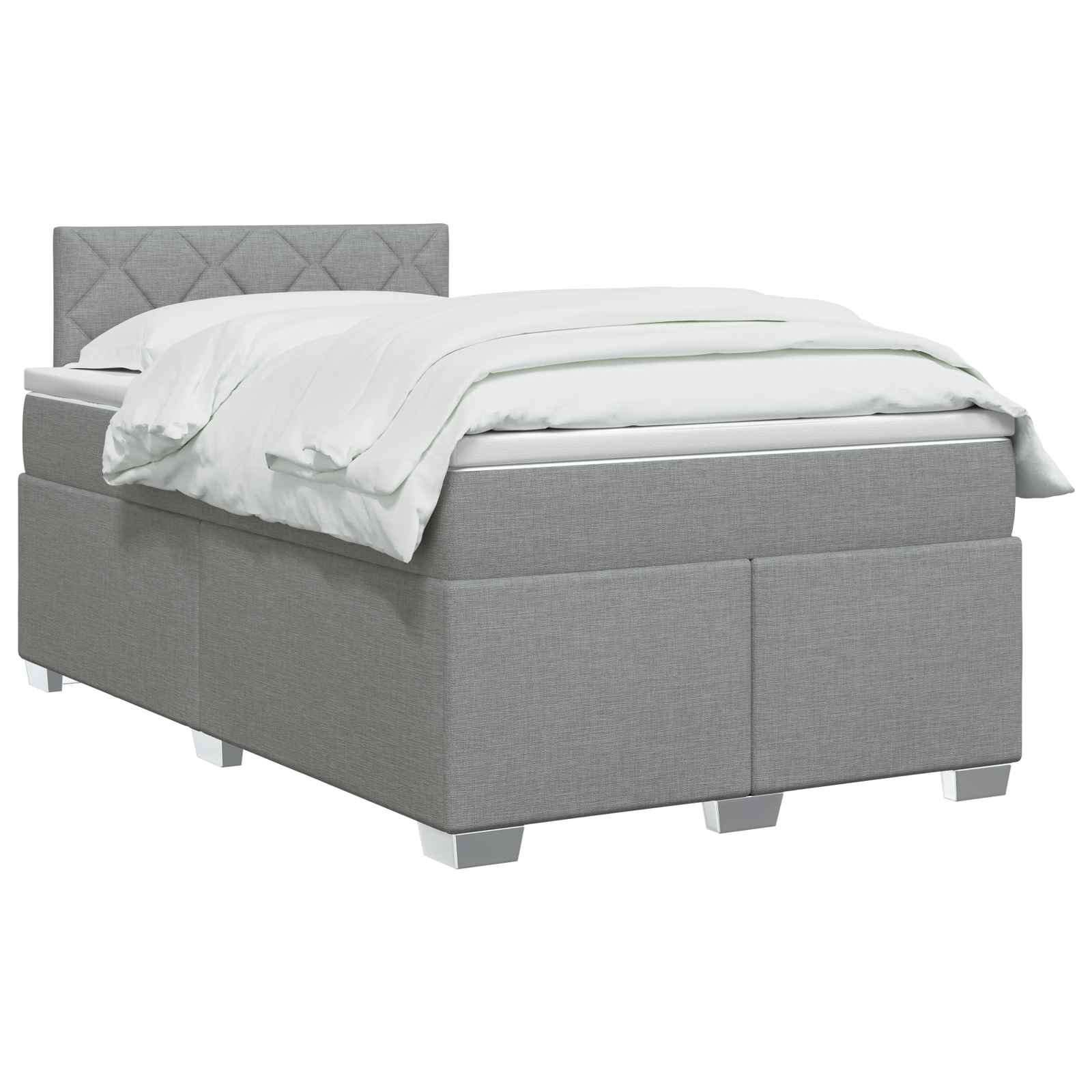 Letto con Box Spring, Materasso e LED Grigio Chiaro Tessuto | homemem39