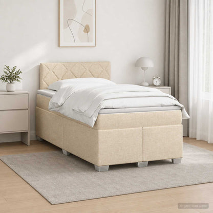 Letto con Box Spring, Materasso e LED Crema 120 x 200 cm | homemem39
