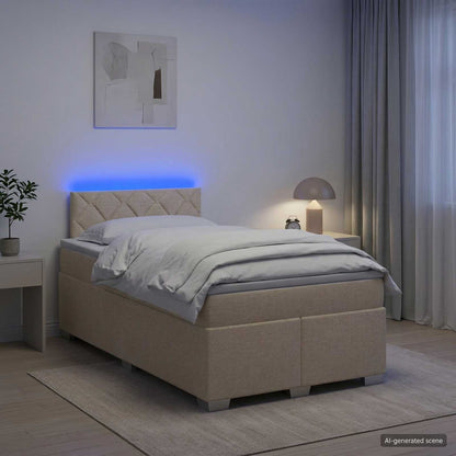 Letto con Box Spring, Materasso e LED Crema 120 x 190 cm | homemem39