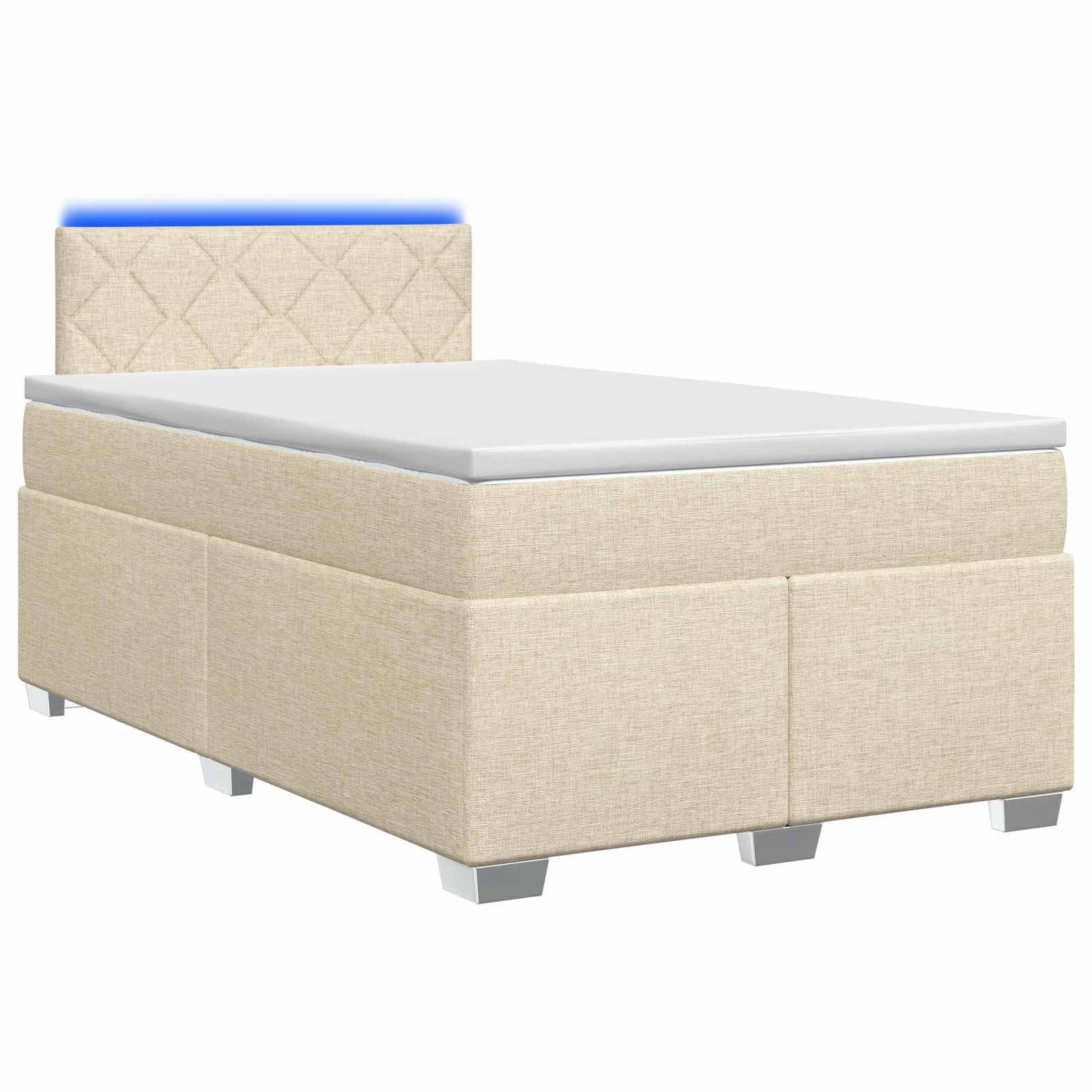 Letto con Box Spring, Materasso e LED Crema 120 x 190 cm | homemem39