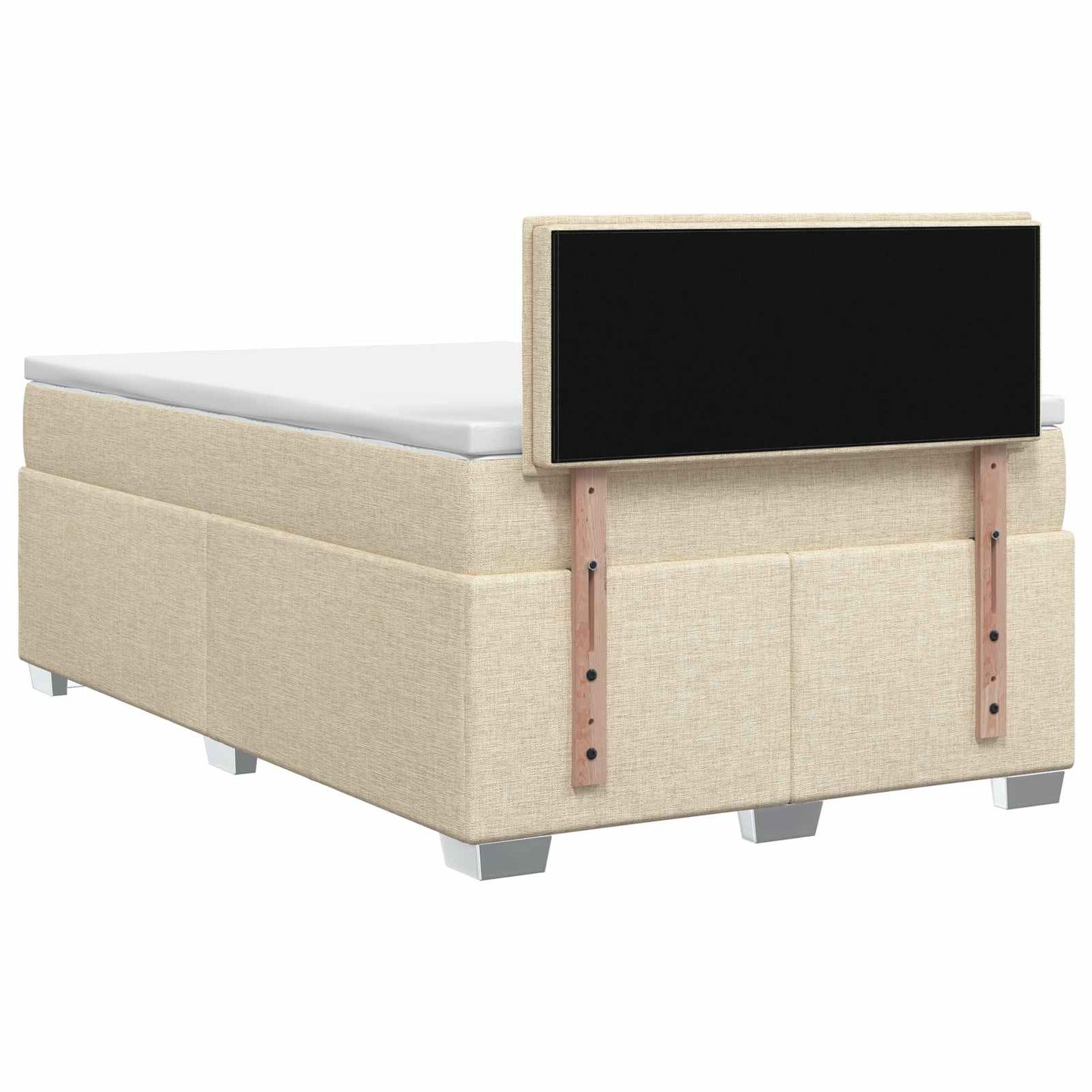 Letto con Box Spring, Materasso e LED Crema 120 x 200 cm