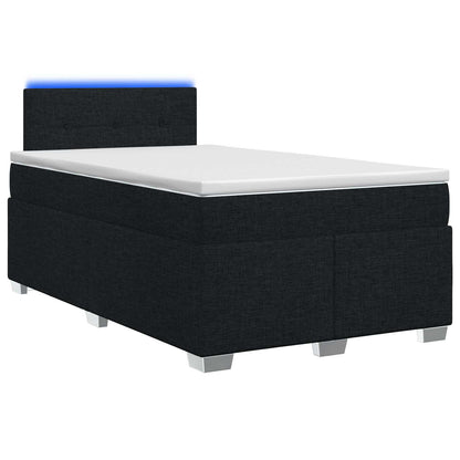 Letto con Box Spring, Materasso e LED Nero 120 x 200 cm Tessuto