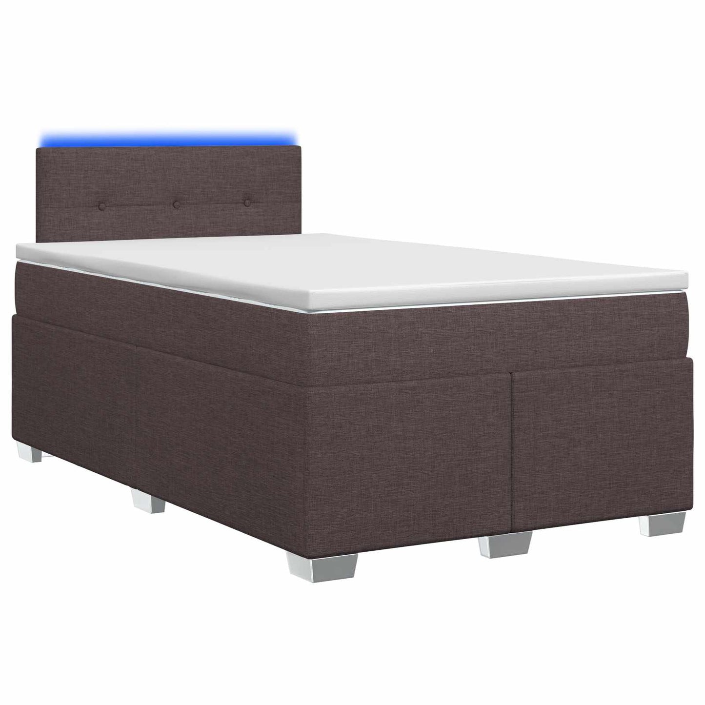Letto con Box Spring, Materasso e LED Marrone Scuro Tessuto