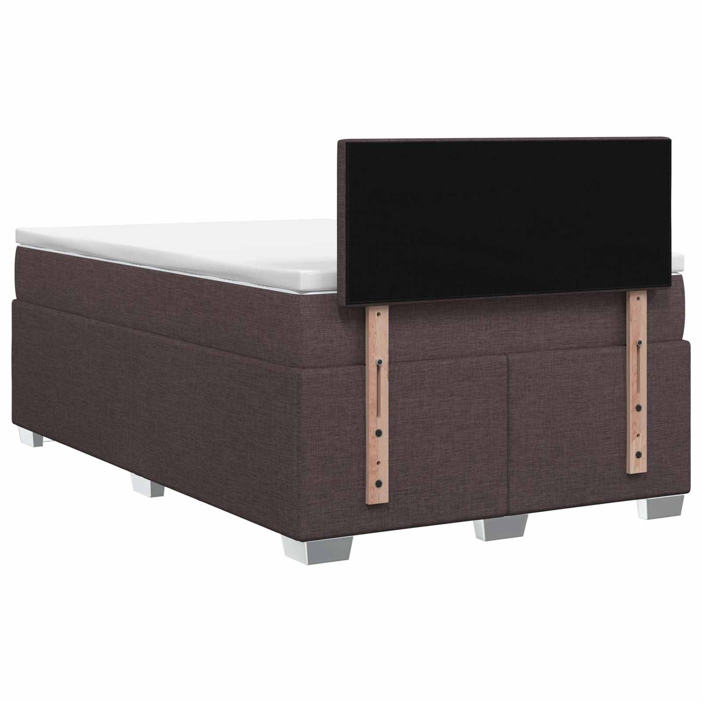 Letto con Box Spring, Materasso e LED Marrone Scuro Tessuto