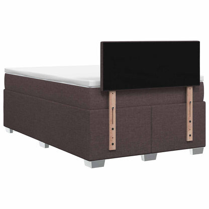 Letto con Box Spring, Materasso e LED Marrone Scuro Tessuto