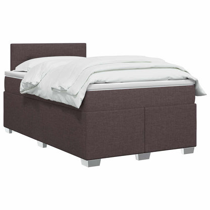 Letto con Box Spring, Materasso e LED Marrone Scuro Tessuto