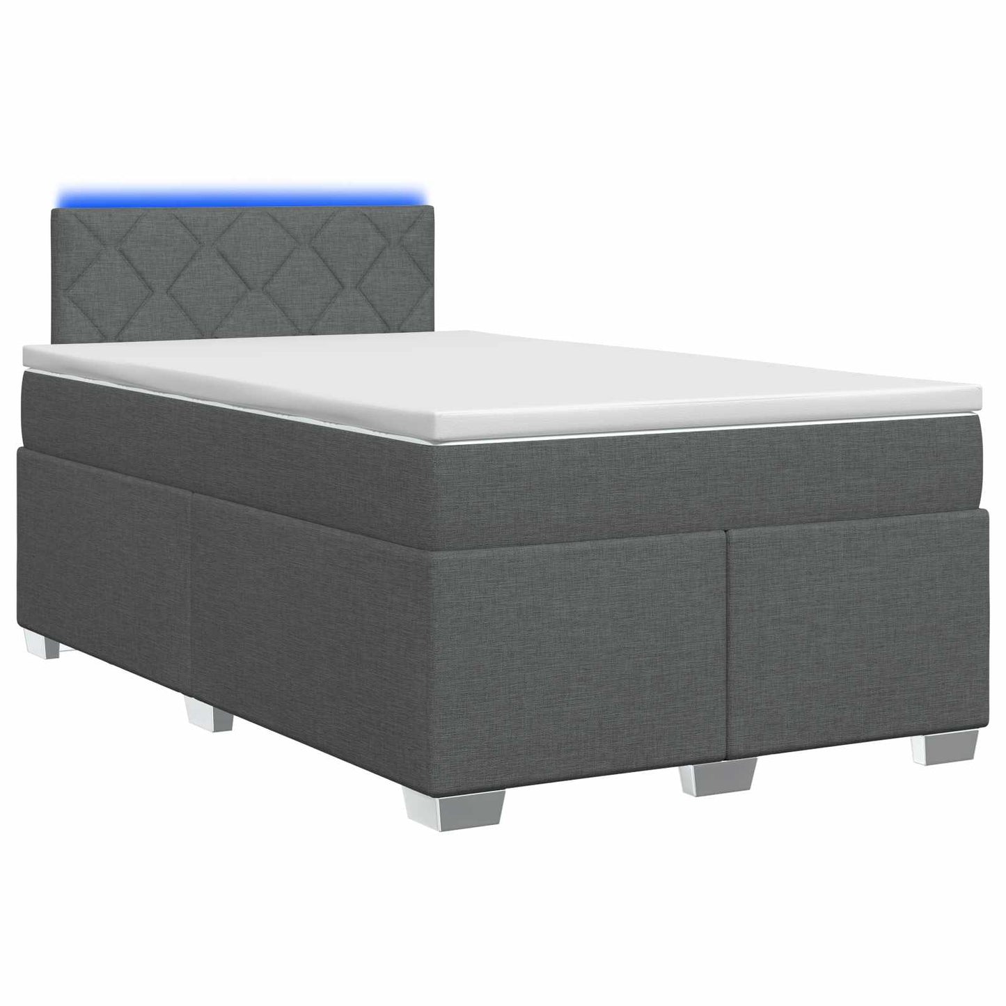 Letto con Box Spring, Materasso e LED Grigio Scuro 120 x 200 cm