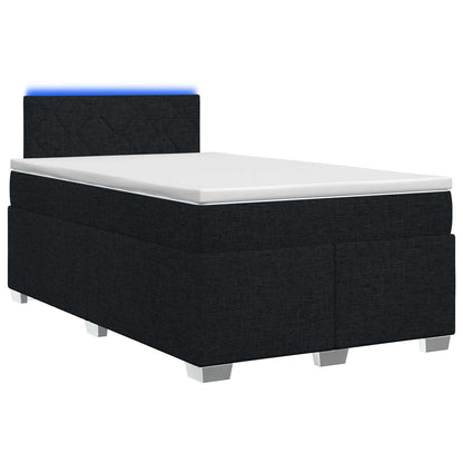 Letto con Box Spring, Materasso e LED Nero 120 x 200 cm Tessuto