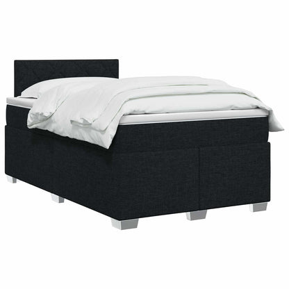 Letto con Box Spring, Materasso e LED Nero 120 x 200 cm Tessuto
