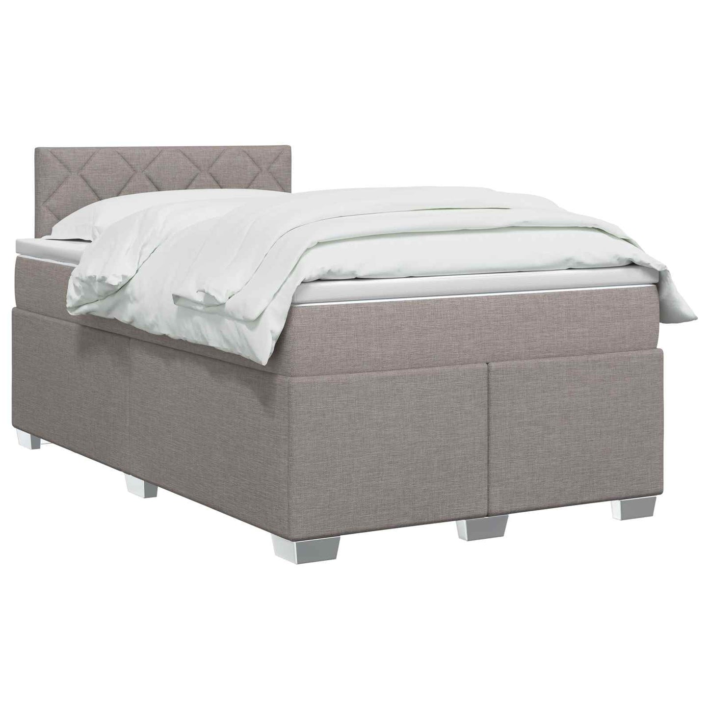 Letto con Box Spring, Materasso e LED Tortora 120 x 200 cm