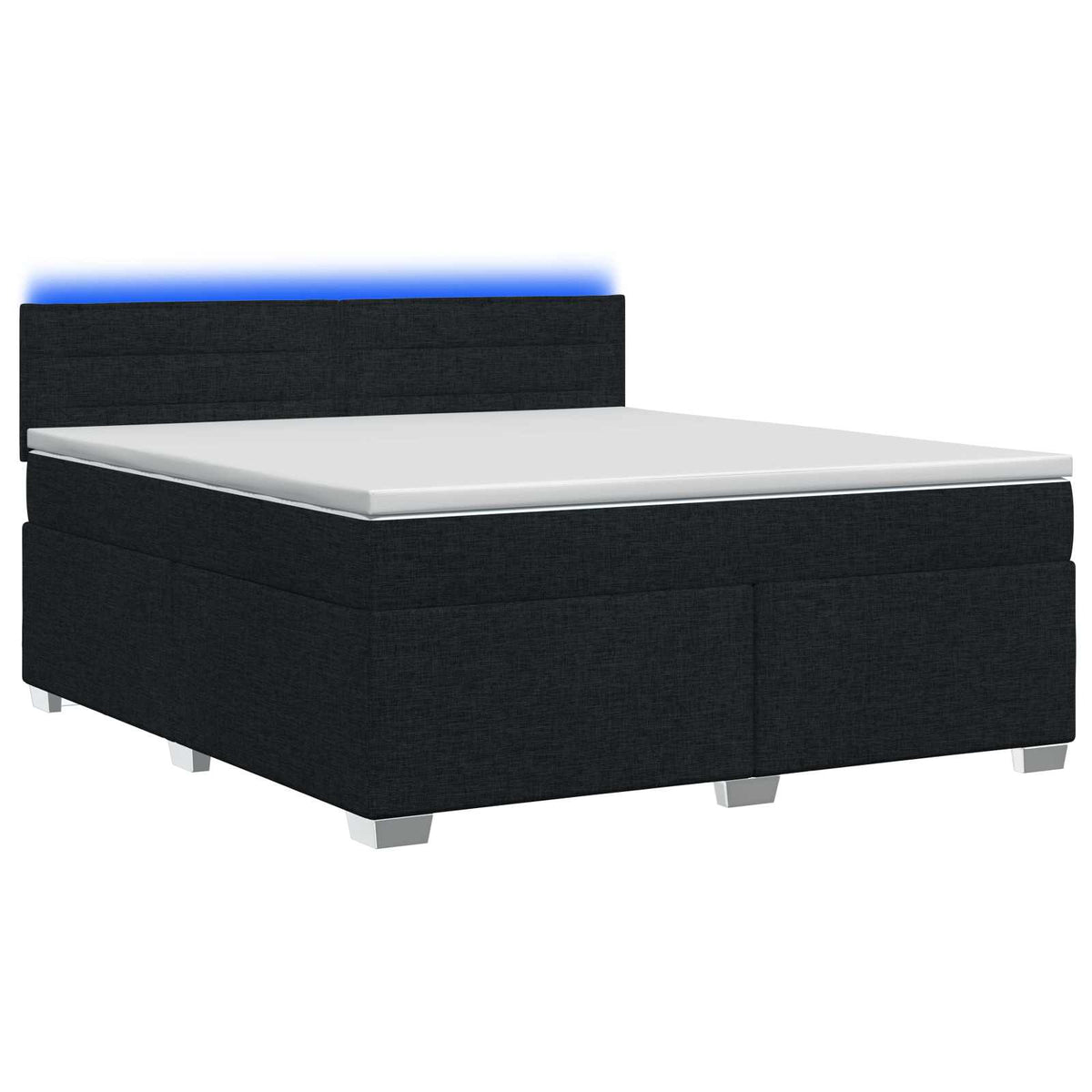 Letto con Box Spring, Materasso e LED Nero 140 x 190 cm Tessuto | homemem39