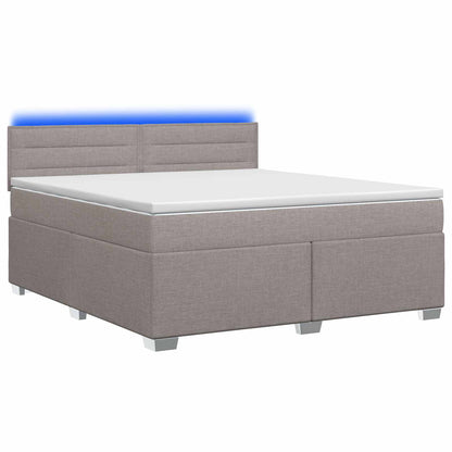 Letto con Box Spring, Materasso e LED Tortora 140 x 190 cm