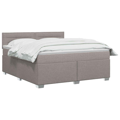 Letto con Box Spring, Materasso e LED Tortora 140 x 190 cm