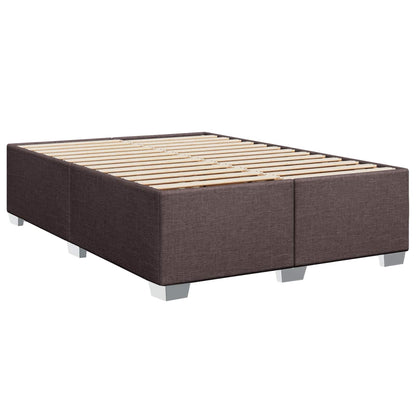 Letto con Box Spring, Materasso e LED Marrone Scuro Tessuto