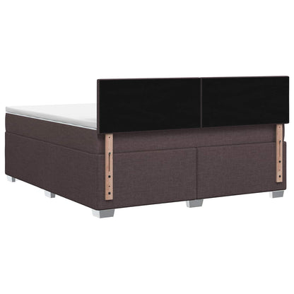Letto con Box Spring, Materasso e LED Marrone Scuro Tessuto