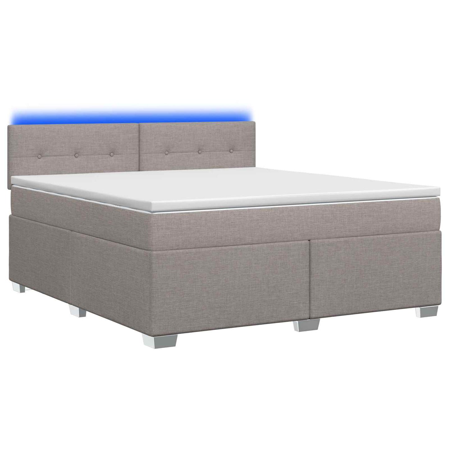 Letto con Box Spring, Materasso e LED Tortora 140 x 190 cm