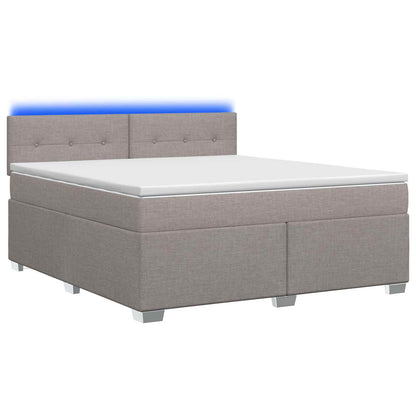 Letto con Box Spring, Materasso e LED Tortora 140 x 190 cm