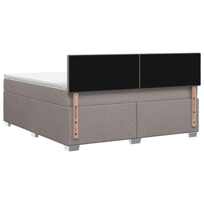 Letto con Box Spring, Materasso e LED Tortora 140 x 190 cm