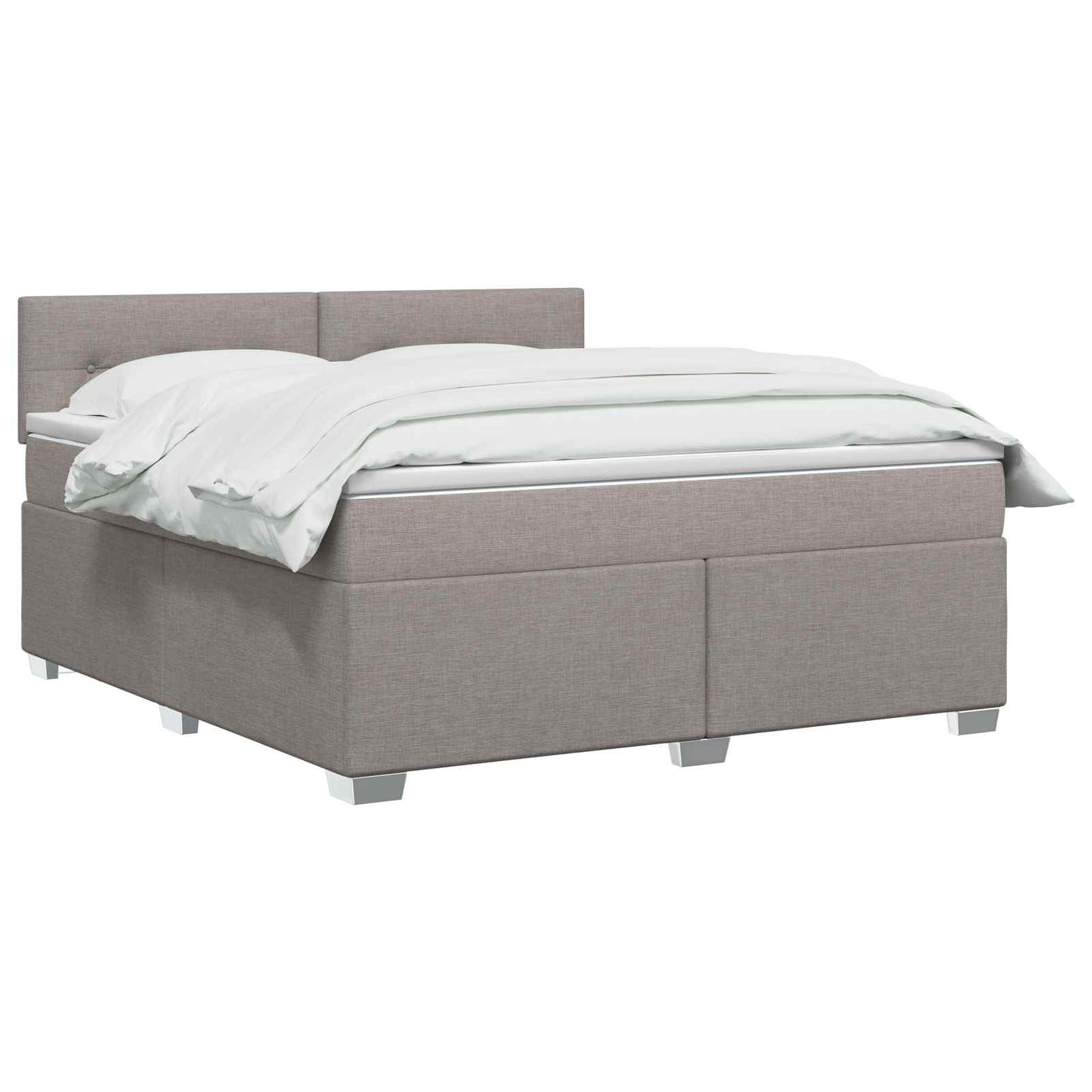 Letto con Box Spring, Materasso e LED Tortora 140 x 190 cm