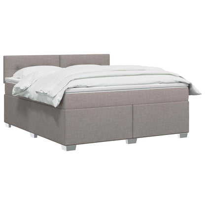Letto con Box Spring, Materasso e LED Tortora 140 x 190 cm