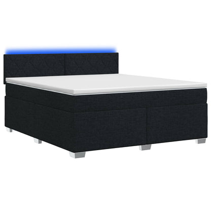 Letto con Box Spring, Materasso e LED Nero 140 x 190 cm Tessuto | homemem39