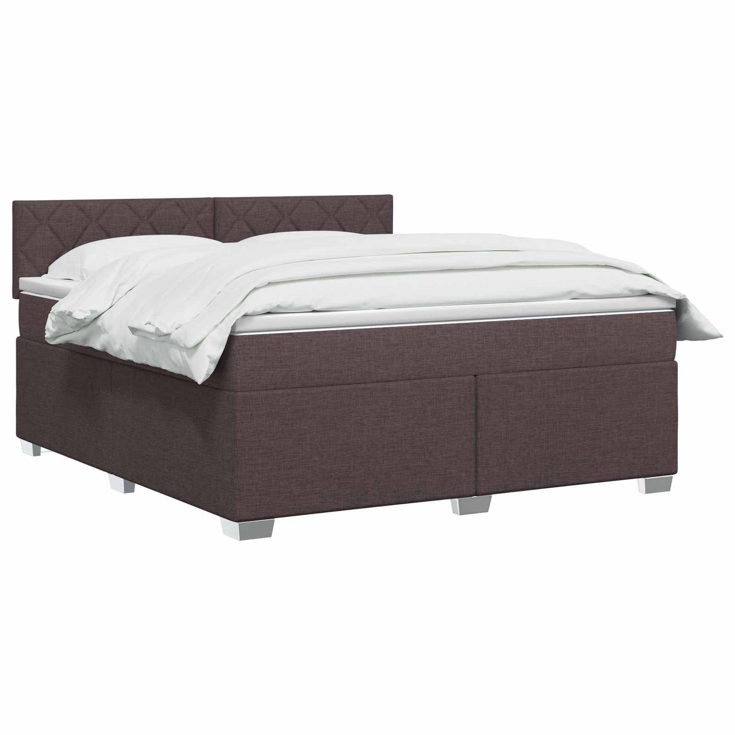 Letto con Box Spring, Materasso e LED Marrone Scuro Tessuto | homemem39