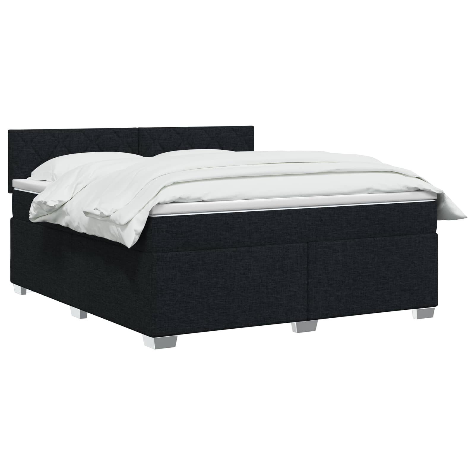 Letto con Box Spring, Materasso e LED Nero 140 x 200 cm Tessuto | homemem39