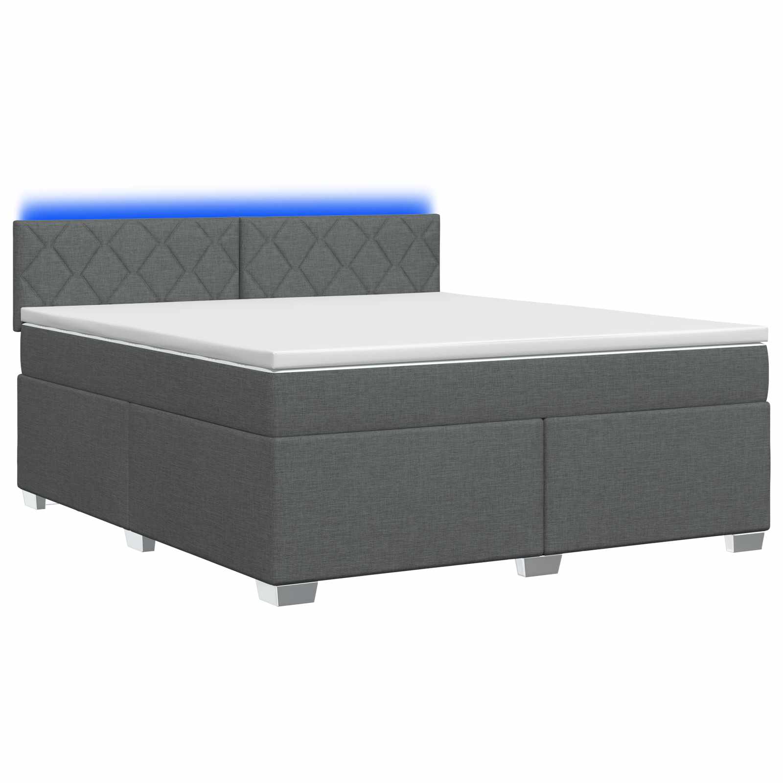Letto con Box Spring, Materasso e LED Grigio Scuro 160 x 200 cm | homemem39