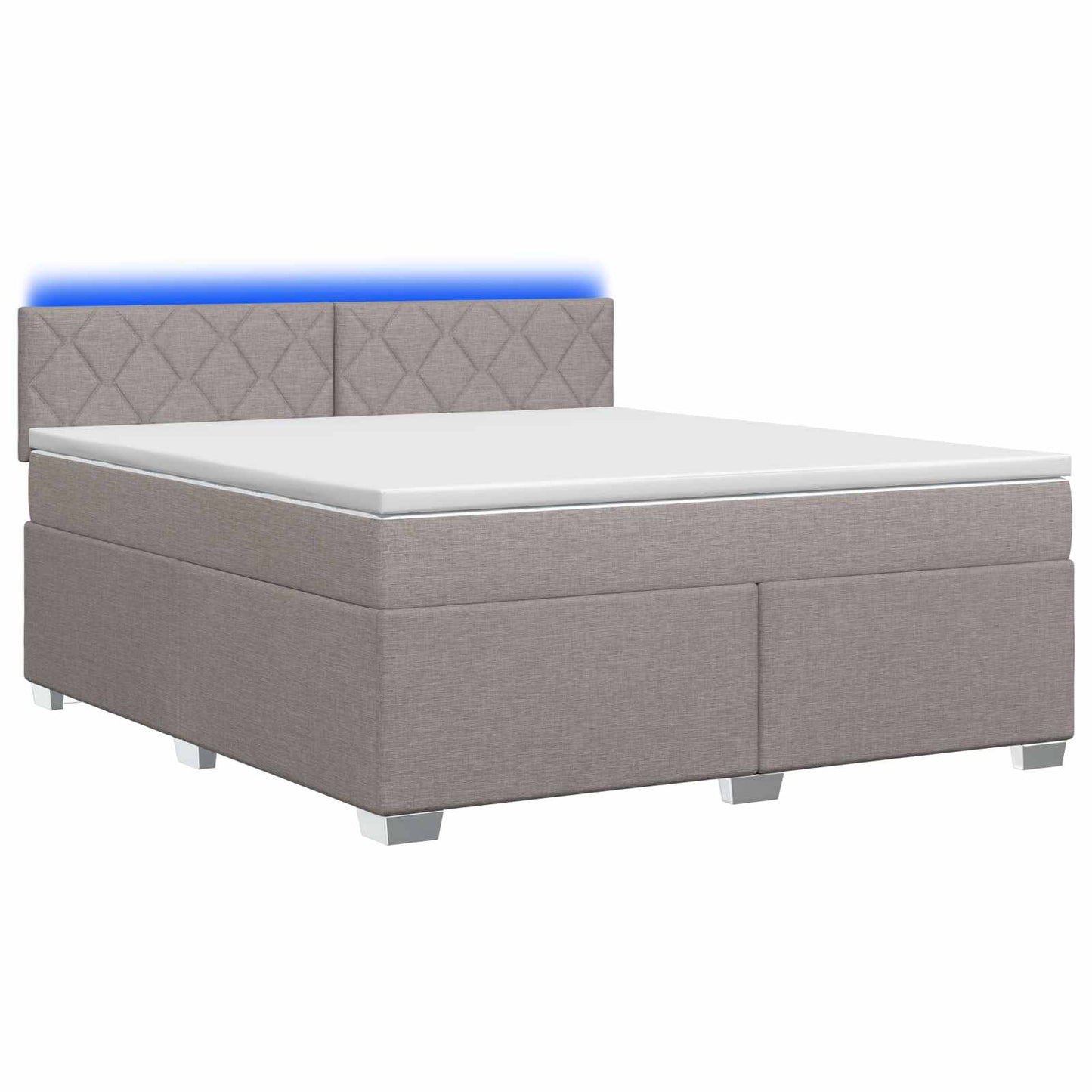 Letto con Box Spring, Materasso e LED Tortora 160 x 200 cm | homemem39