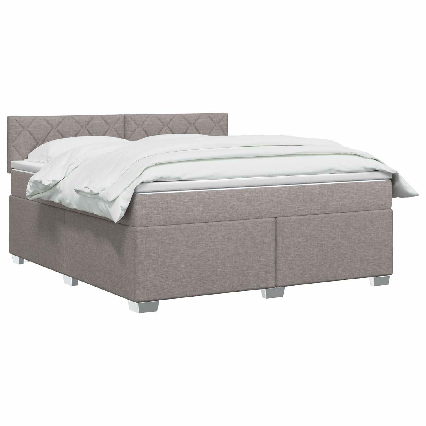 Letto con Box Spring, Materasso e LED Tortora 160 x 200 cm | homemem39