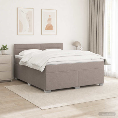 Letto con Box Spring, Materasso e LED Tortora 140 x 190 cm