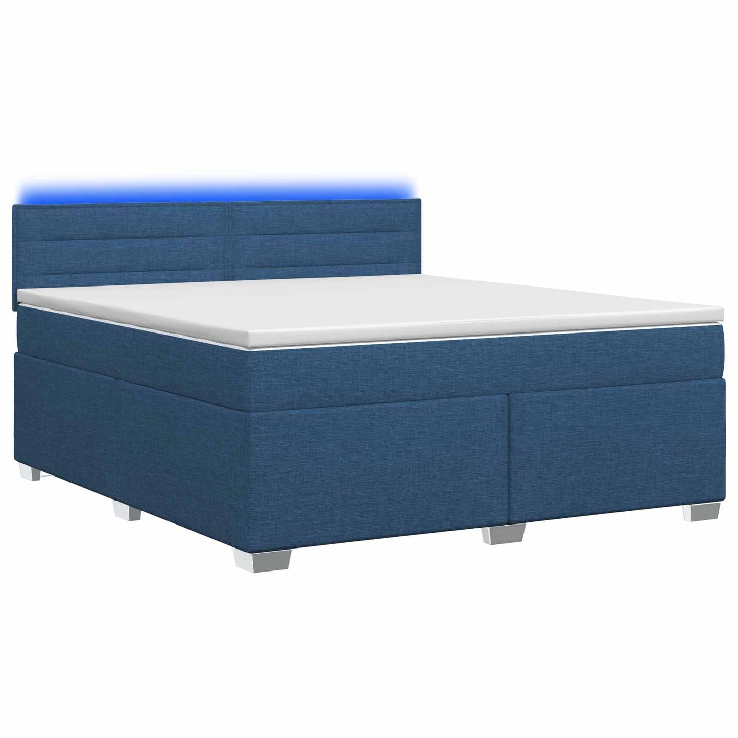 Letto con Box Spring, Materasso e LED Blu 180 x 200 cm Tessuto