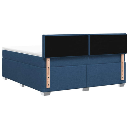 Letto con Box Spring, Materasso e LED Blu 180 x 200 cm Tessuto