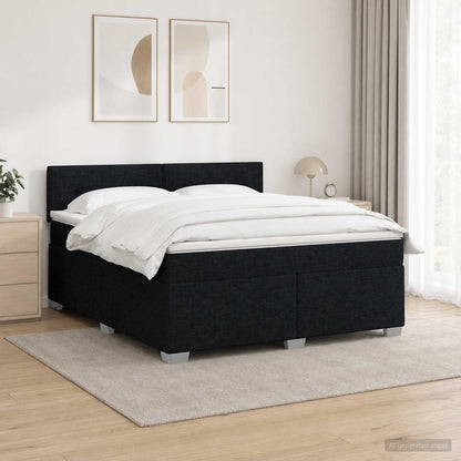 Letto con Box Spring, Materasso e LED Nero 180 x 200 cm Tessuto
