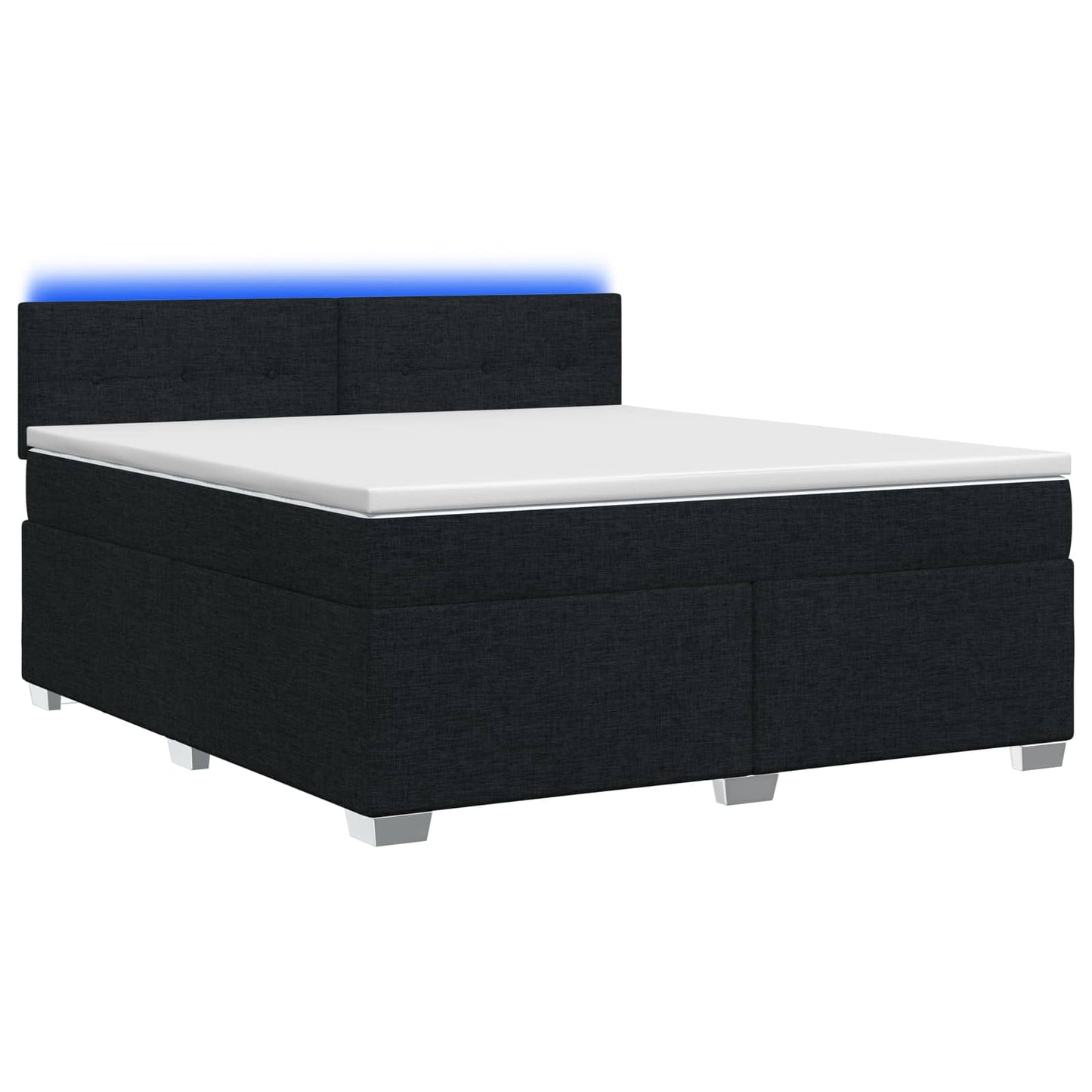 Letto con Box Spring, Materasso e LED Nero 180 x 200 cm Tessuto