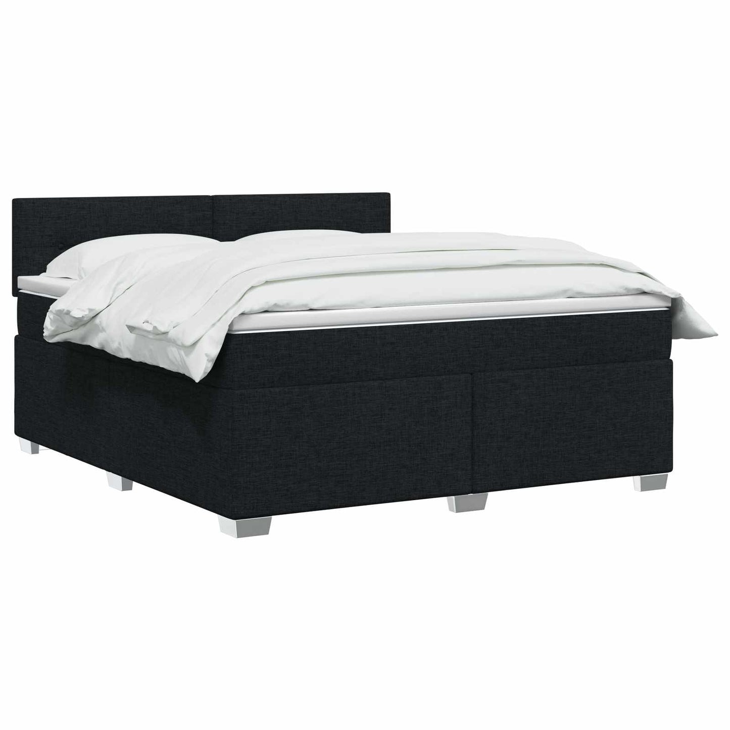 Letto con Box Spring, Materasso e LED Nero 180 x 200 cm Tessuto